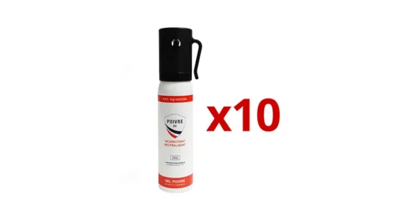 Lot de 10 x Bombes gel poivre 25 ml – Lacrymogène – securicount