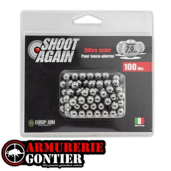 100 BILLES ACIER – 7,9 MM. shoot again