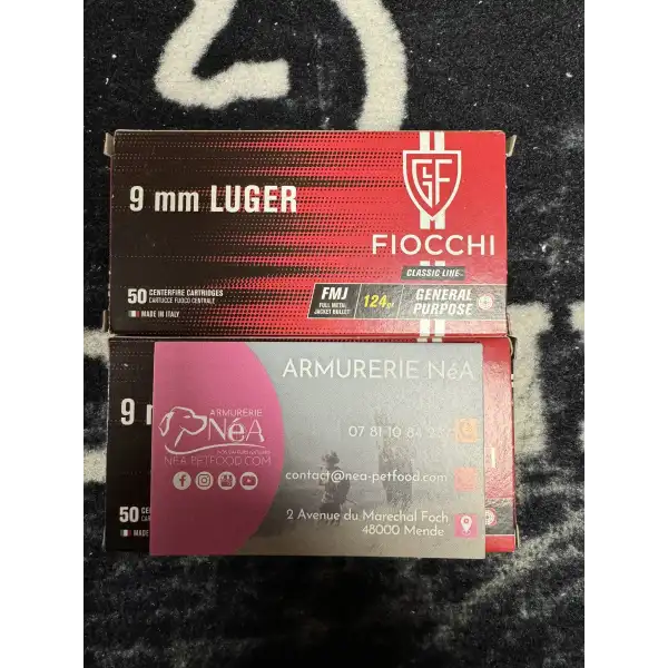 1000 munitions Fiocchi 9mm Para FMJ 124 gr économique