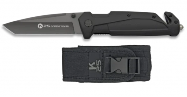 Couteau pliant K25 manche caoutchouc lame 9 cm