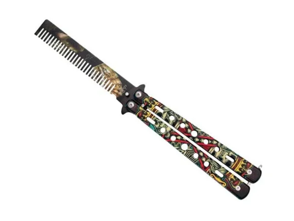 PEIGNE PAPILLON THIRD TETE DE MORT 13CM INOX
