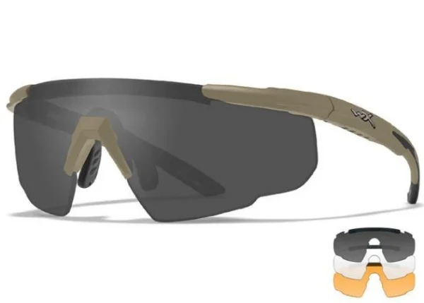 Lunettes Wiley X Sabre ADV Smoke/Clear/Rust Tan Frame