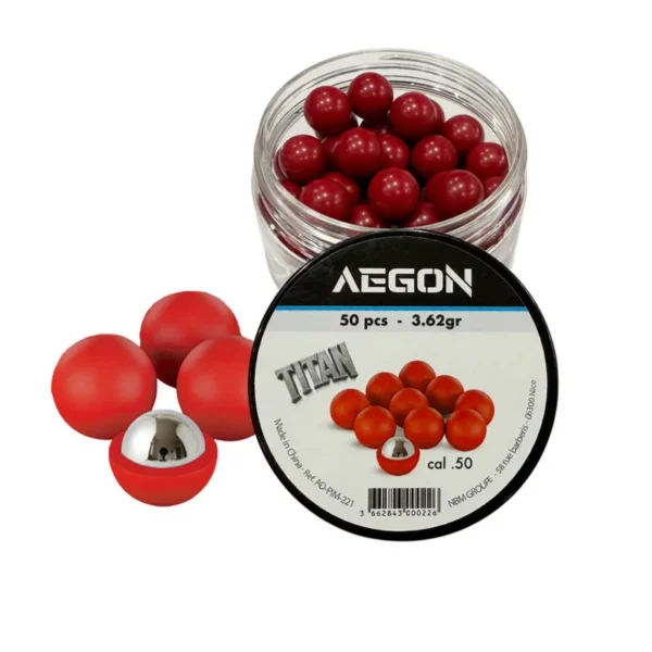 Bille Titan cal.50 coeur bille acier pour T4E cal.50