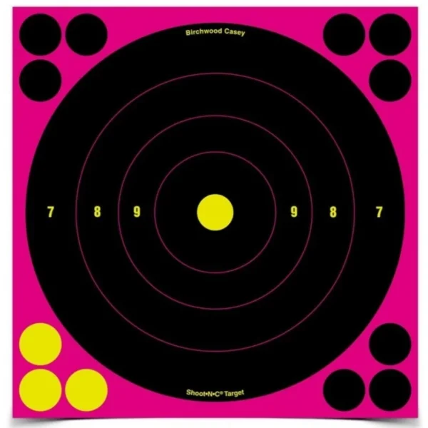 6 CIBLES AUTOCOLLANTES 8″ IMPACT FLUO ROSE BIRCHWOOD CASEY REF BA34808 | WesternGuns