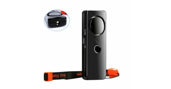 Alarme de sécurité personnelle noire domicile avec lumière LED + CamRom 125dB