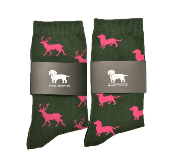 Acheter un Set de chaussettes KRAWATTENDACKEL cerf + teckel rose