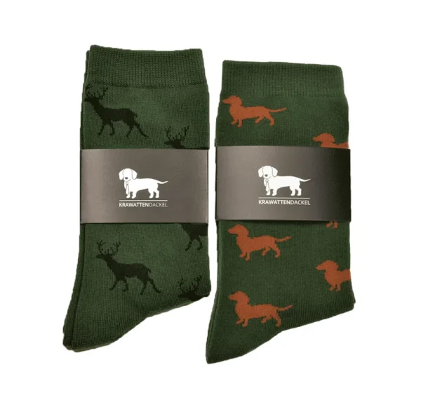 Acheter un set de chaussettes KRAWATTENDACKEL cerf noir + teckel marron