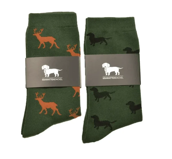 Acheter un set de chaussettes KRAWATTENDACKEL cerf marron + teckel noir