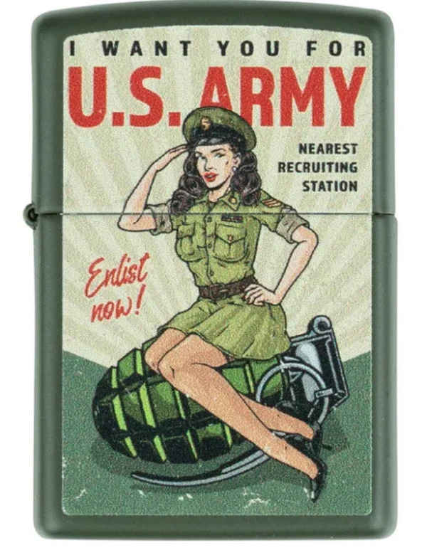 Zippo Feuerzeug U.S. Army Enlist Pin Up – Didi´s Armeeshop