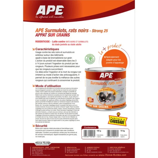 Appât surmulots et rats noirs en vrac de 10kg – 29027 -…