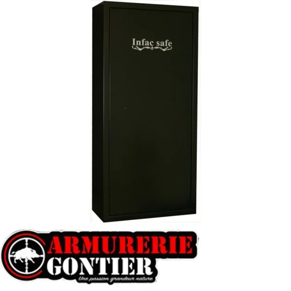 Armoire forte INFAC 11+3 armes avec lunette + coffre intérieur + étagère sur l’ArmurerieGontier.fr