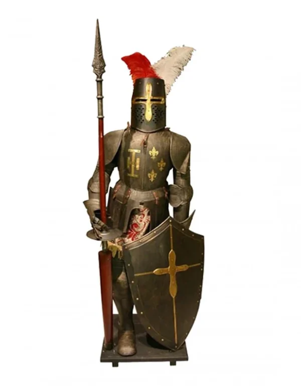 Armure de croisé – Lance, bouclier et plumeaux