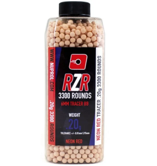 Billes Airsoft 6mm RZR 0.20g bouteilles 3300 bbs TRACER rouges