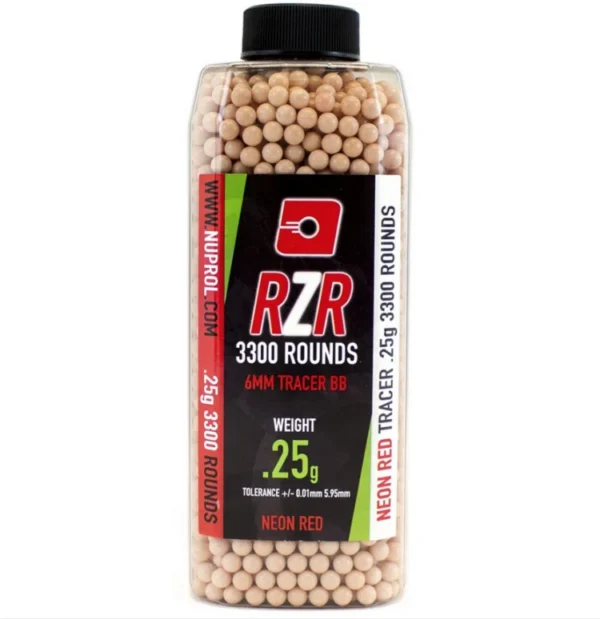 Billes Airsoft 6mm RZR TRACER en bouteille de 3300 bbs