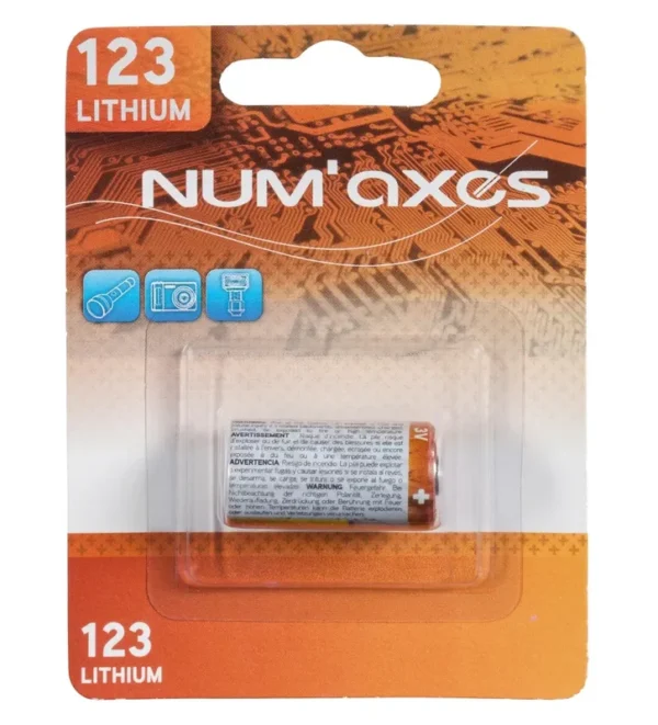 Blister 1 pile CR123 A lithium 3 V Num’Axes – Tout-Chasse.fr
