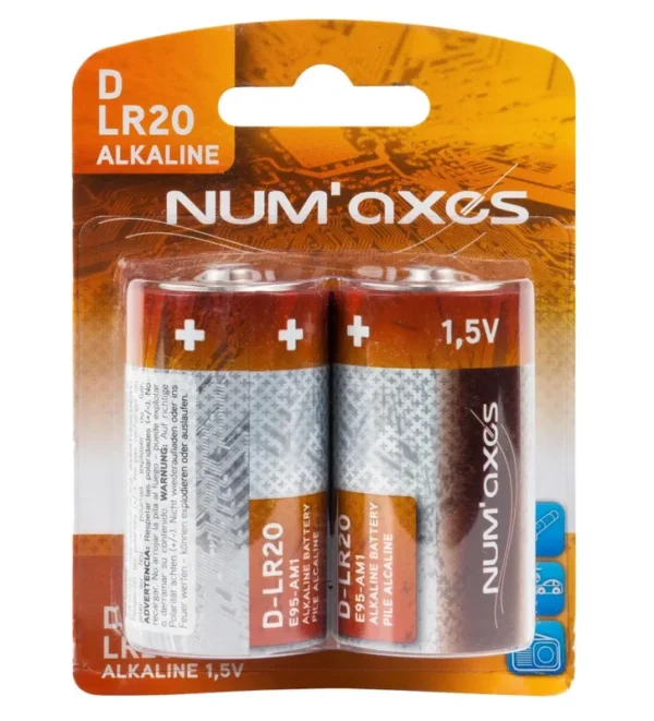 Blister 2 piles D LR20 alcalines 1,5 V Num’Axes – Tout-Chasse.fr