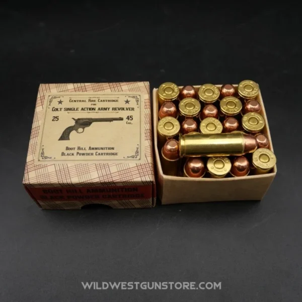 Boite 25 cartouches métalliques Colt calibre.45LC poudre noire