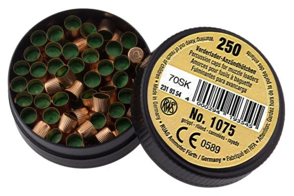 Boîte de 250 amorces cannelées poudre noire – N°1075 – 250 amorces cannelées