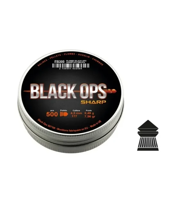 Boîte de 500 plombs Black Ops Sharp à tête pointue cal. 4.5 mm – Tout-Chasse.fr