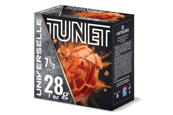 Boite x25 Cartouche ball trap TUNET cal12 UNIVERSELLE 28BJ Pb7.5