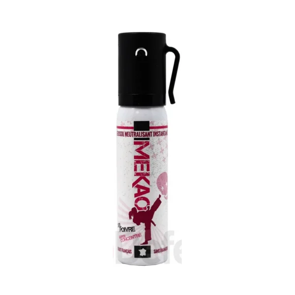 Bombe Gel Poivre Mekao 25ml Blanc – Aérosol de Défense Compact