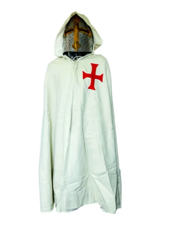 Cape templière en coton – Croix rouge brodée