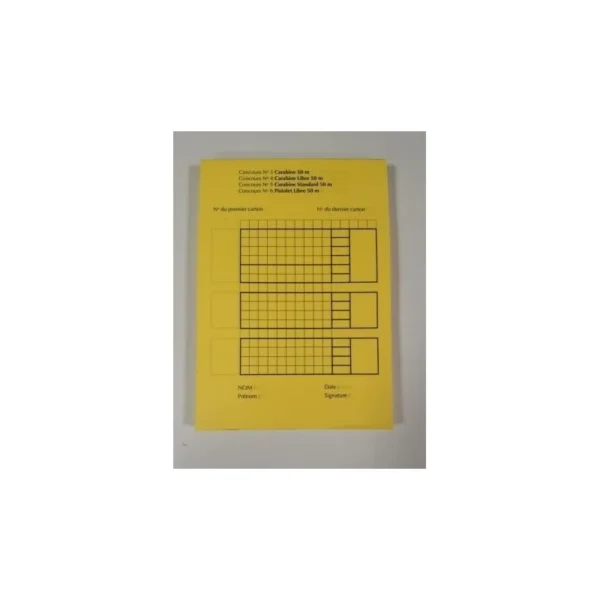 CARNET DE TIR JAUNE CARABINE/PISTOLET 50M KRUGER REF CARNETJ | WesternGuns