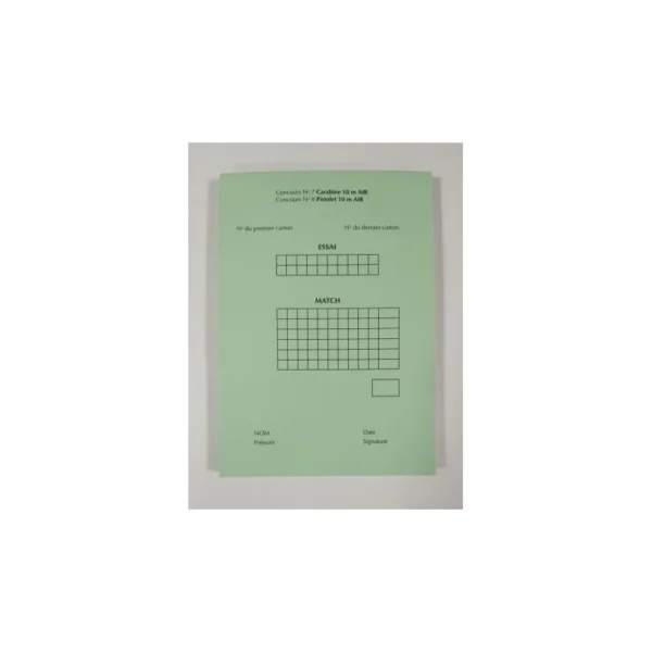 CARNET DE TIR VERT CARABINE/PISTOLET 10M KRUGER REF CARNETV | WesternGuns