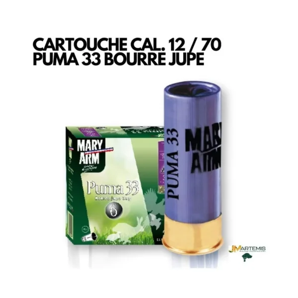 CARTOUCHE MARY ARM PUMA 33 CAL. 12/70 BOURRE JUPE
