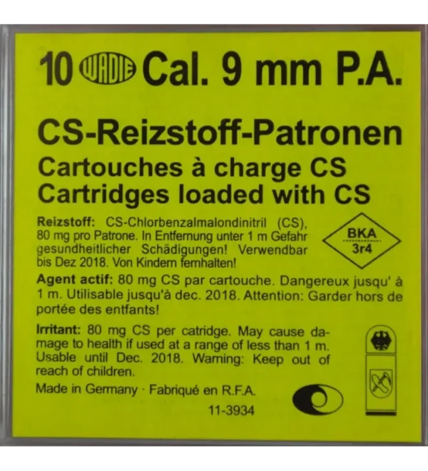 Cartouches à gaz PA CS – Cal. 9 mm x10 – Tout-Chasse.fr