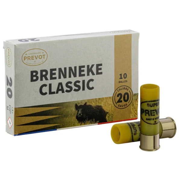 Cartouches de chasse Prevot 20/70 à balle Brenneke Classic demi-blindée 24g – PREVOT BRENNEKE CLASSIC 20/70 DEMI BLINDEE 24G –