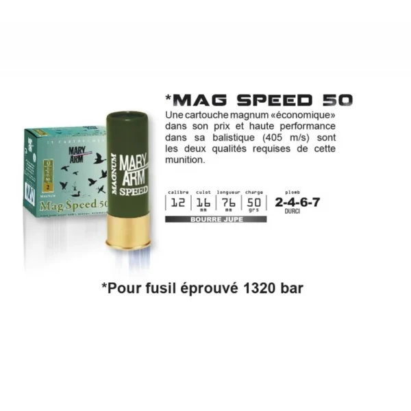 Cartouches MARY ARM MAG SPEED 50 12/76/50 N°7 bourre à jupe sur notre Armurerie en ligne