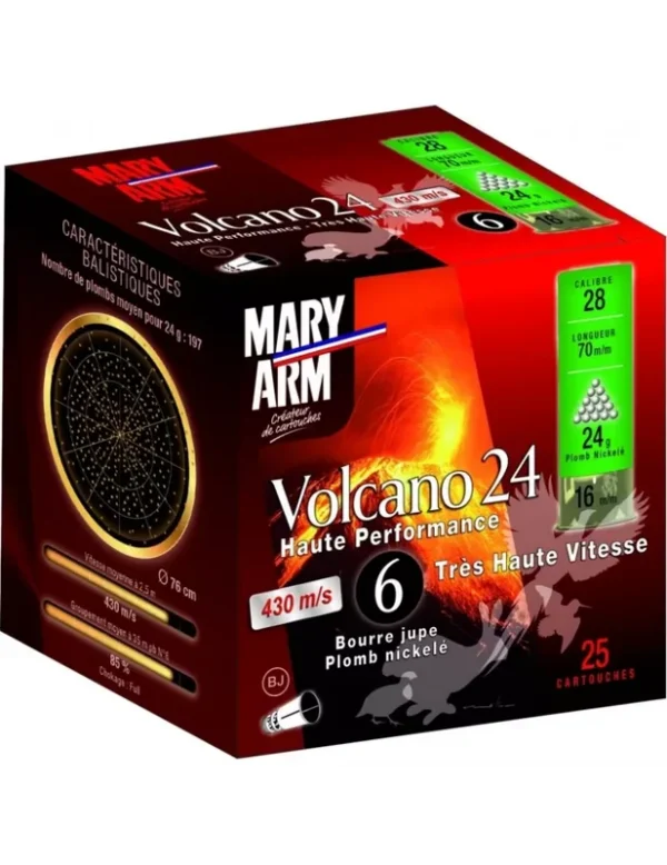 Cartouches chasse Mary Arm volcano 24g cal.28/70 x25