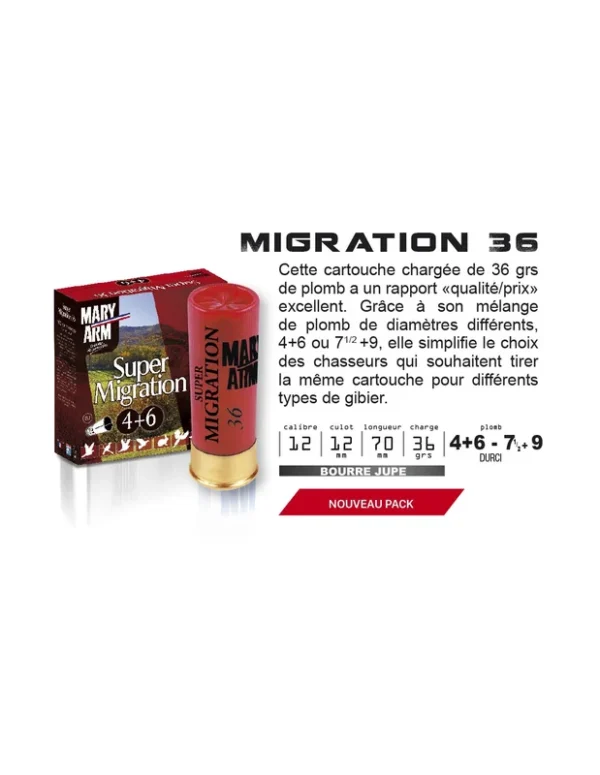 Cartouches Migration 36 Cal.12/70 36grs – MARY ARM