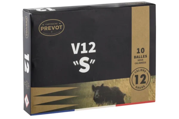 Cartouches Prevot à balle V12 ‘S’ demi-blindée – Cal. 12/70