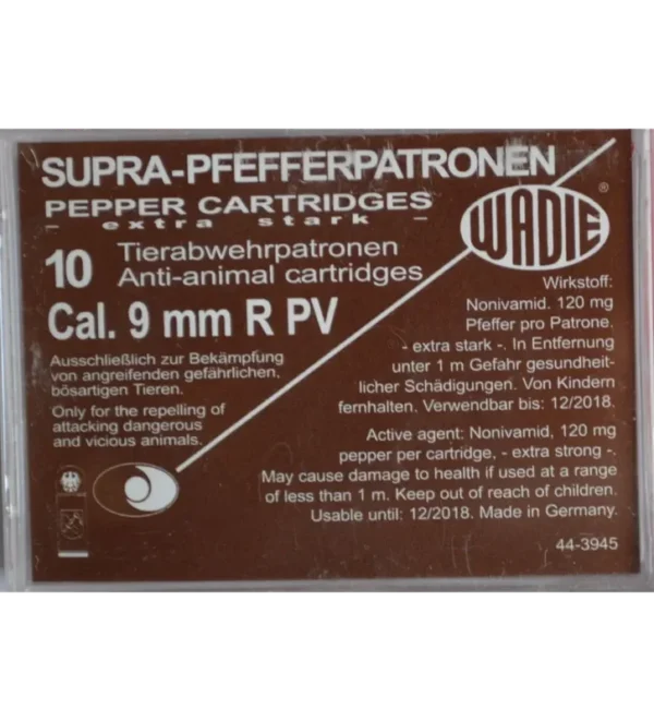 Cartouches Supra Pepper Gaz PV – Cal. 9 mm / 380 x10 – Tout-Chasse.fr