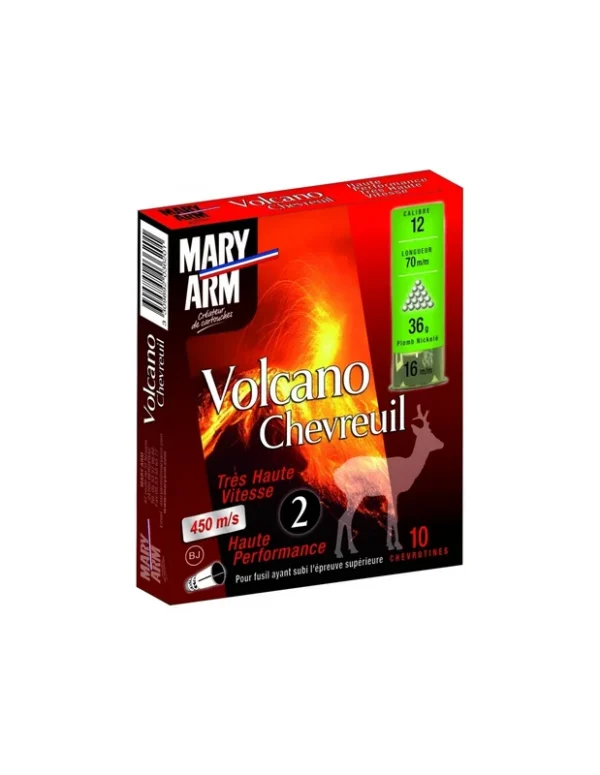 Cartouches Volcano Chevreuil Cal.12/70 Plomb N°2 36grs – MARY ARM