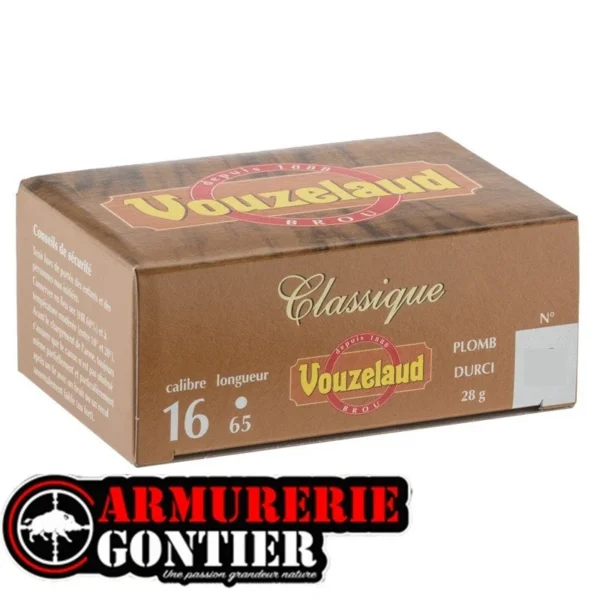 Cartouches VOUZELAUD 16/65/8 28g Classique Petit Culot bourre jupe www.armureriegontier.fr