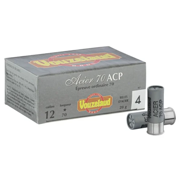 Cartouches Vouzelaud Acier 70 ACP Hautes performances – Cal. 12/70 – VOUZELAUD – Acier ACP Greenwad – 12/70 – n°3