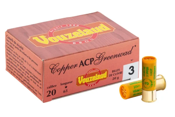 Cartouches Vouzelaud Copper ACP Greenwad Tube plastique – Cal. 20/67 – Hautes Performances n°3