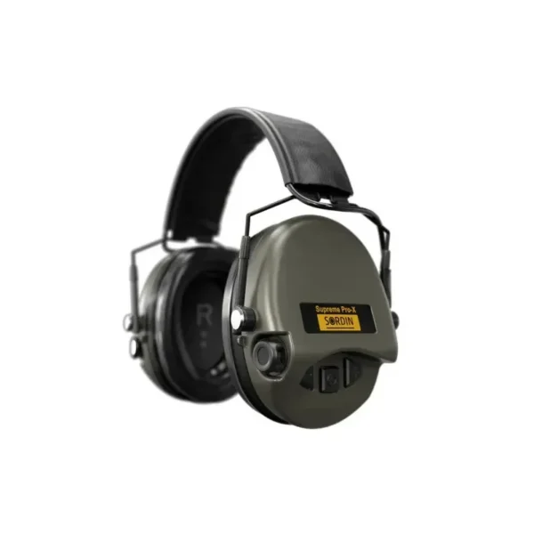 Casque anti-bruit Suprême Pro-X SFA vert olive serre-tête cuir noir