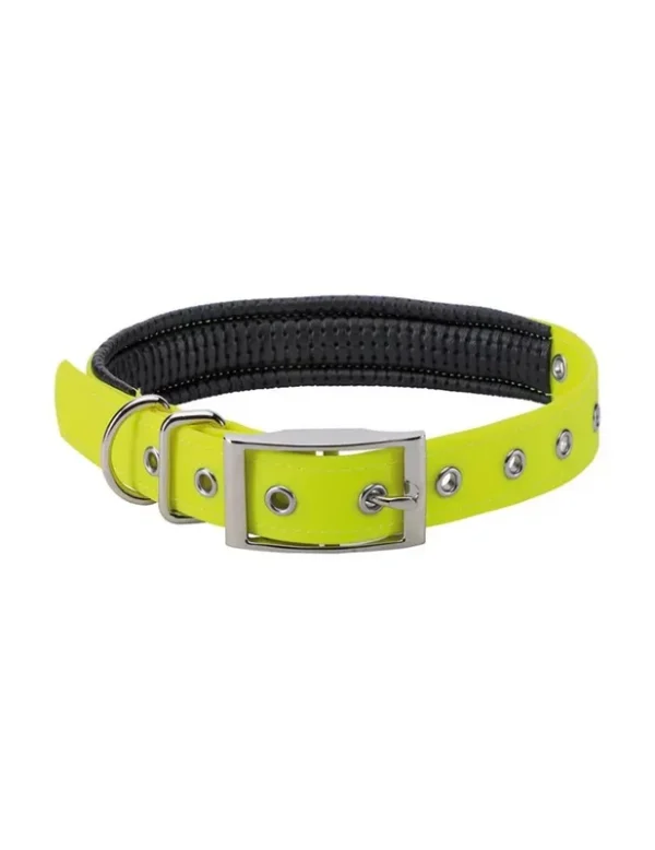 Collier chien Stepland PVC jaune doublé cuir