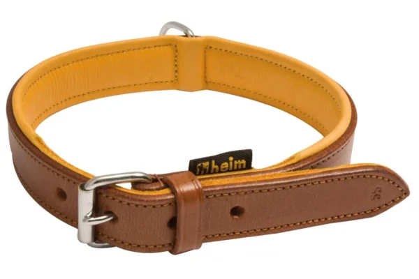 Collier pour chien cuir marron, doublé cuir – Heim – Collier cuir 55 cm