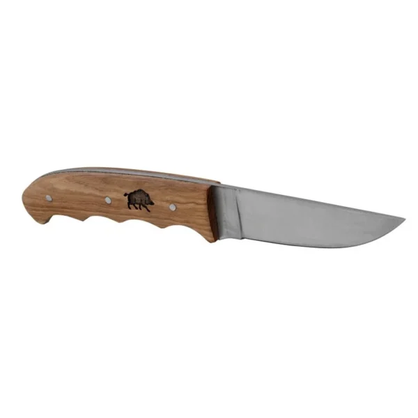Couteau manche platane avec gravure sanglier et fourreau en cuir – COUTEAU MANCHE PLATANE FOURREAU CUIR GRAVURE SANGLIER