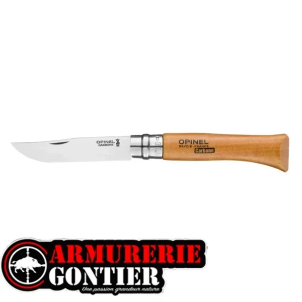 Opinel n°10 lame CARBONE manche HÊTRE sur www.armureriegontier.fr
