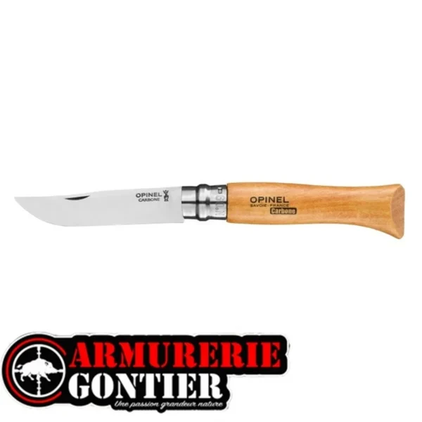 Opinel n°9 lame CARBONE manche HÊTRE sur www.armureriegontier.fr