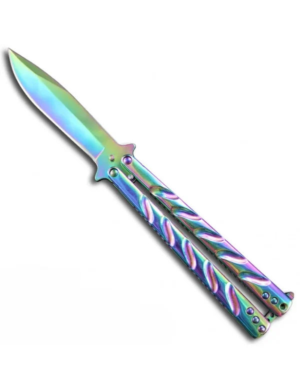 *COUTEAU PAPILLON MULTICOLORE SOUMIS A REGLEMENTATION POUR LA REVENTE