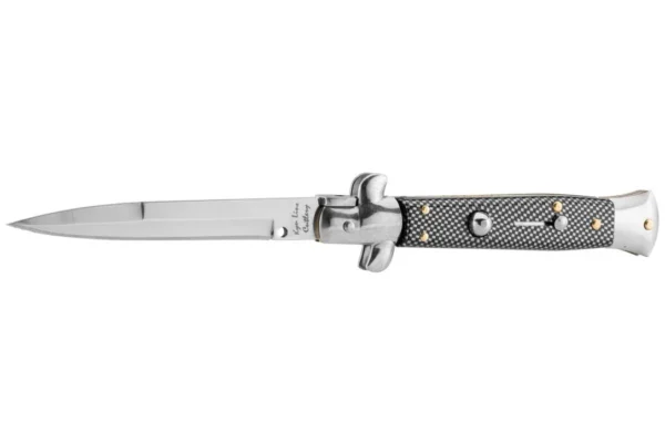 Couteau pliant cran d’arrêt automatique damier noir