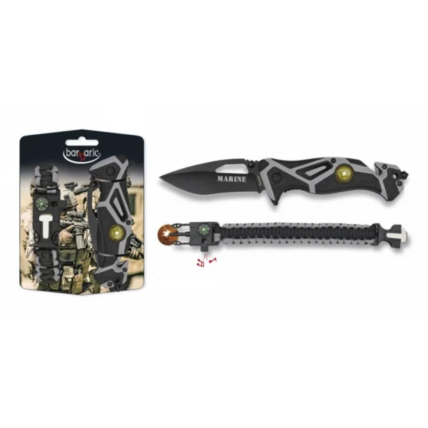 Couteau pliant FOS MARINE + bracelet de survie Paracorde – Ensemble COUTEAU PLIANT FOS MARINE + PARACORDE