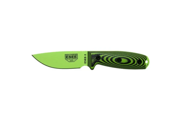 Couteaux fixes ESEE-3 – Lame Venom Green – Vert/Noir ESEE